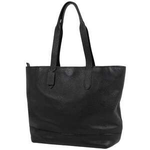 Coach logo tote bag, shoulder leather, black, women's